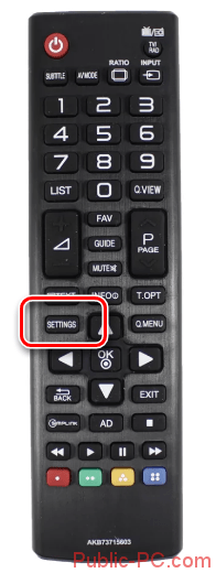 Использование кнопки Settings на ПУ телевизора