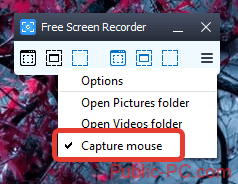 Отображение или скрытие курсора мыши в Free-Screen-Video-Recorder