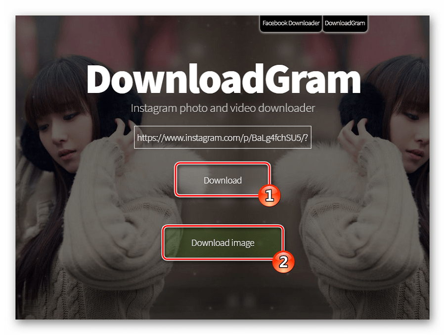 Загрузка фотографии в DownloadGram
