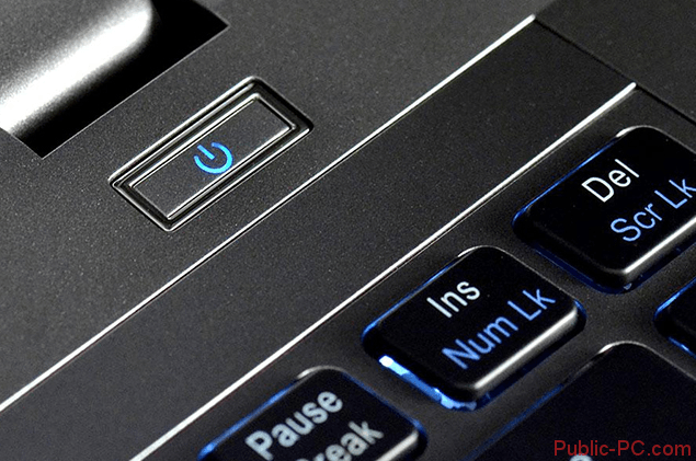 Кнопка выключения на ноутбуке