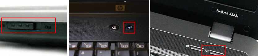 Переключатель Wi-Fi на ноутбуке HP