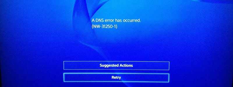 Ошибка DNS NW-31250-1 на PS4