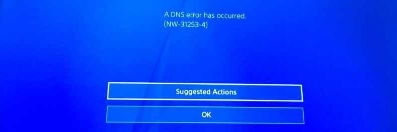 NW-31253-4 на PS4: произошла ошибка DNS