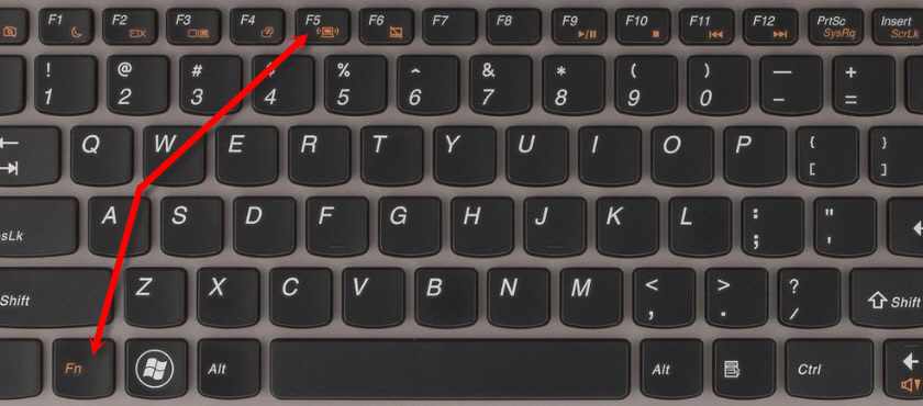 Сочетание клавиш Fn + F5 для активации Wi-Fi на Леново